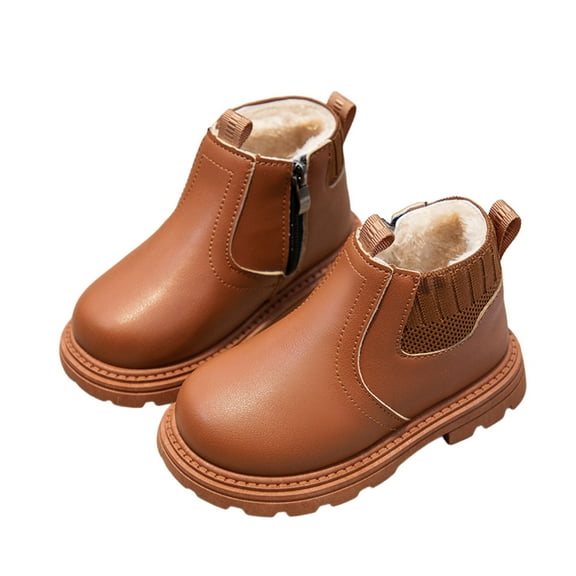 FEIFLY Kids Long Boots Fashion Autumn Children Girls Shoes Flat Thick Bottom Non- Easy To Wear PU Upper Comfortable Holiday Winter Footwear