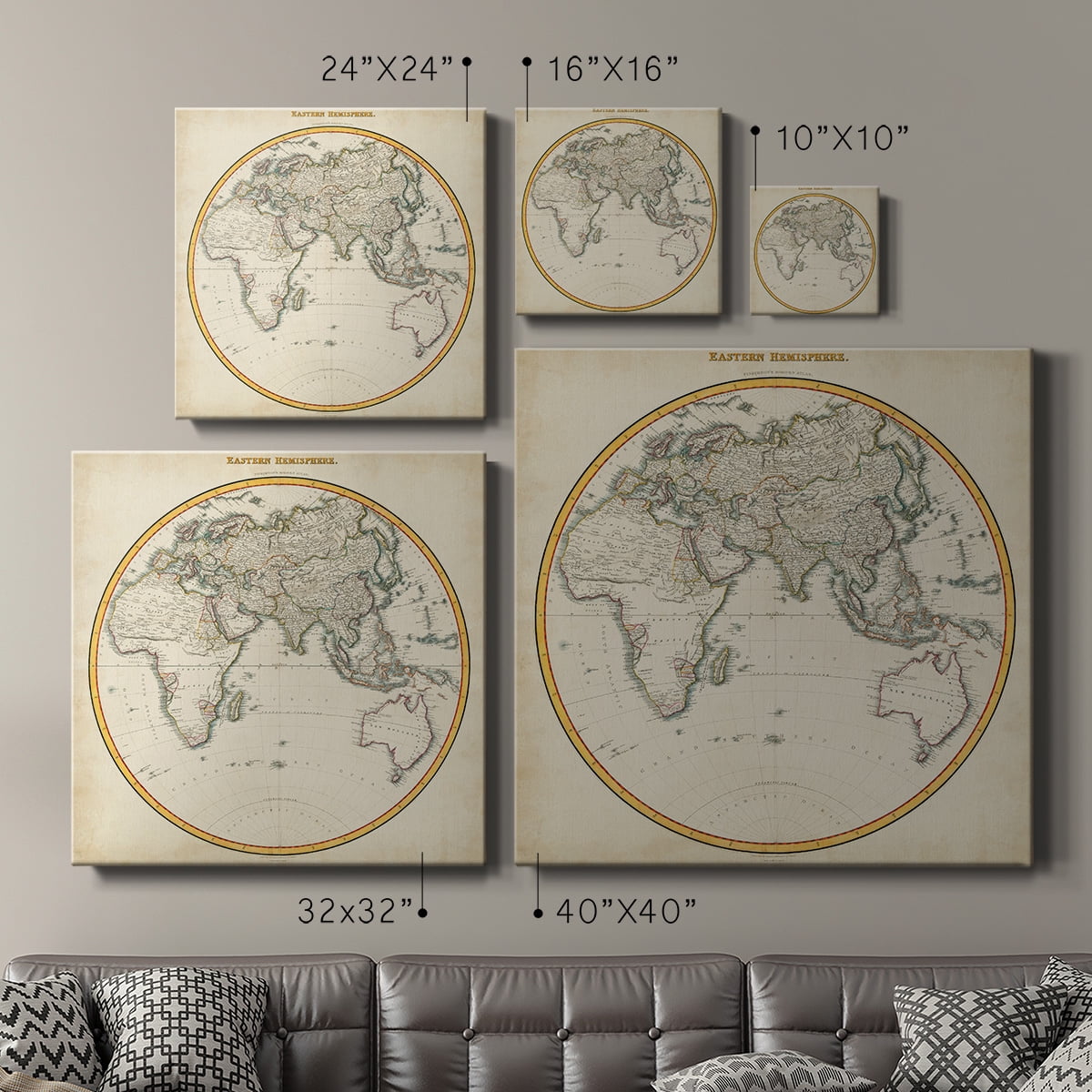 Wexford Home 1812 Eastern Hemisphere-Premium Gallery Wrapped Canvas, 40" x 40" - Ready to Hang