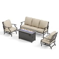 thumbnail image 5 of Summit Living 4 Pieces Patio Conversation Set with 45 inch Gas Fire Pit Table Outdoor Furniture Steel Sectional Sofa Set with Beige Cushions for 5 Person, 5 of 16