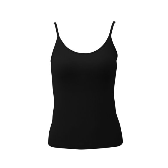 Women Basic Camisole Adjustable Camisole Spaghetti Strap Tank Top,with Built in Shelf Bra,Black,XL