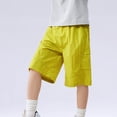 thumbnail image 2 of Cethrio Boys Cargo Shorts, Relaxed Fit Elastic Waist Knee Length Summer Kids Shorts Yellow Size 14-15 T, 2 of 5