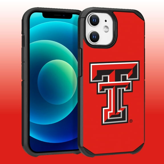 Apple iPhone 12 (6.1) / iPhone 12 Pro (6.1) - Licensed NCAA of Texas Tech University Red Raiders Logo on Red Textured Dual Layer Case