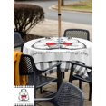 thumbnail image 5 of Outdoor Tablecloth with Umbrella Hole for Patio/Picnic/Party/Camping, Groundhog Day Waterproof Table Cloth Square Cover Washable, Red Bow Knot Black Plaid (60"x 60"), 5 of 8