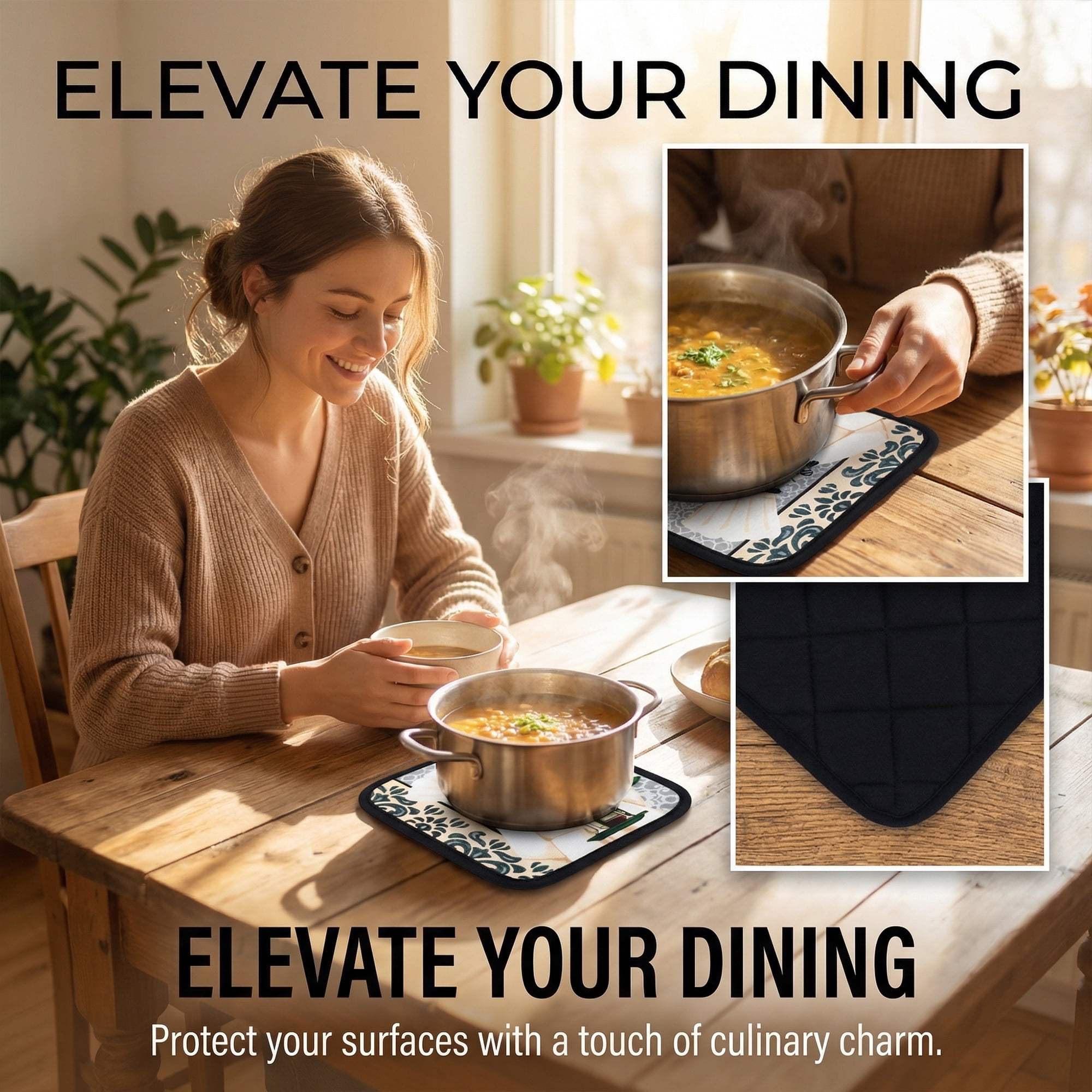 Unique Bargains 2 Pcs Pot Holders, Heat Resistant Trivets for Baking Winemaker 6.5"x7.9"