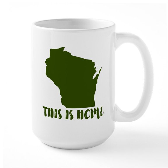 CafePress - Wisconsin This Is Home Large Mug - 15 oz Ceramic Large White Novelty Mug
