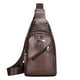 thumbnail image 2 of Bolsa de pecho de cuero suave para hombres, de moda, un hombro, impermeable, bolsa casual de negocios, marrón, 2 of 8