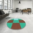 thumbnail image 4 of Ahgly Company Machine Washable Indoor Round Transitional Dark Turquoise Green Area Rugs, 6' Round, 4 of 7