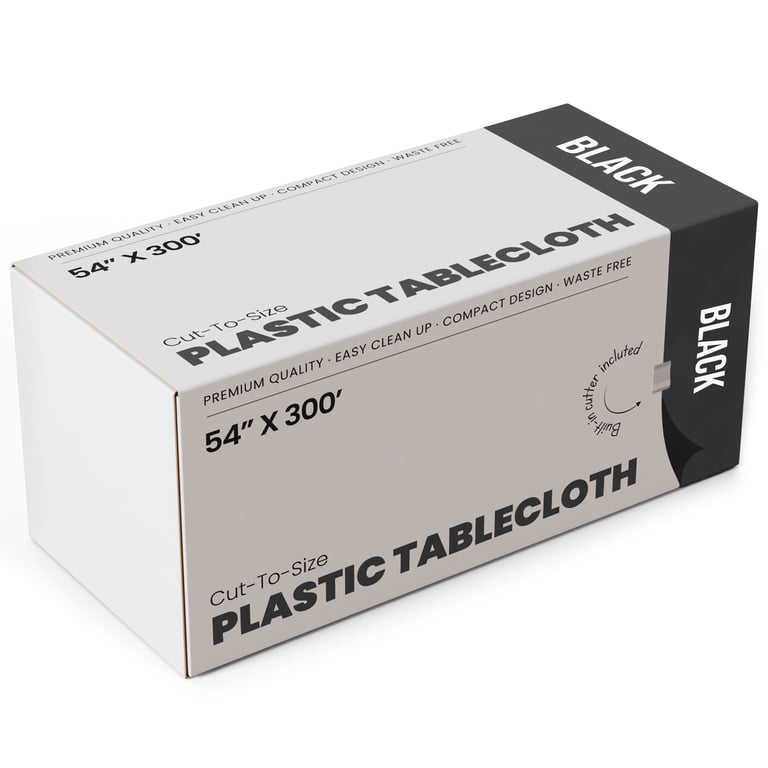 Exquisite Black Plastic Tablecloth Roll, 54" x 300 ft., Built-In Cutter photo 7