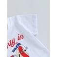 thumbnail image 5 of 4th of July Summer Outfits Baby Boys Cartoon Letter Print Short Sleeve T Shirt Tops Star Elastic Shorts Set Clothes Clothing, 5 of 9