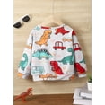 thumbnail image 4 of Mikrdoo Baby Boys Spring Autumn Tops 4-5 Years Toddler Boys Dinosaur Print Car Print Full Print Long Sleeve Casual Pullover Gray, 4 of 7