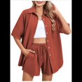 thumbnail image 2 of Conjunto de Chándal de 2 Piezas para Mujer, de Verano, con Top de Corta y Pantalones Cortos. Rojo Ladrillo M, 2 of 9