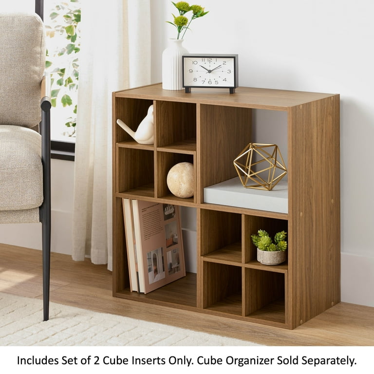 Mainstays Cube Storage Quad Inserts, Set of 2, Warm Walnut