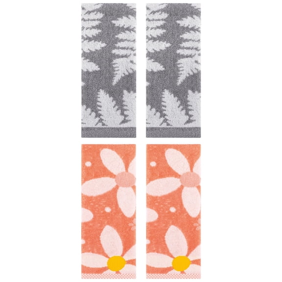 Unique Bargains 4 Pcs Cotton Soft Decorative Hand Towels 13 x 29 Inch Blue/Orange