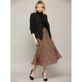 thumbnail image 4 of MBJ WB2383 Womens High Waist Polka Dot Pleated Skirt Midi Swing Skirt with Pockets M TAN_BLACK, 4 of 6
