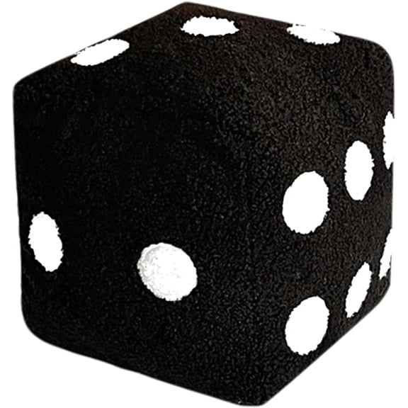 Dice Pillow, White Plush Dice Pillows for Bed, Unique Throw Pillows 8x8 Inch, Soft and Cute Cube Pillow, Fun Decorative Throw Pillow for Sofa & Coffee Shop, Car Seat (Black, 8in)