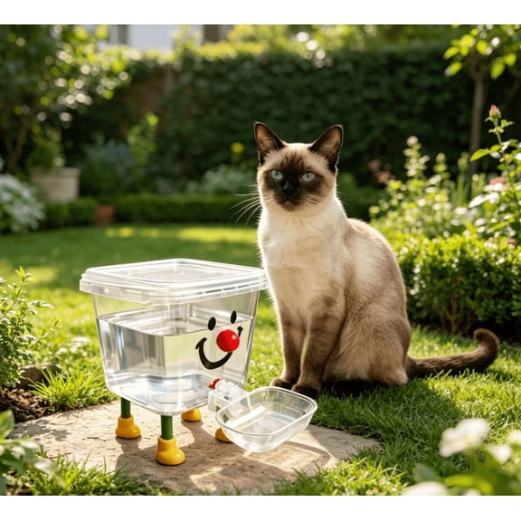 Automatic Pet Water Dispenser for Cats and Dogs, 3L Large Capacity Water Feeder with Cute Cartoon Design, Elevated Drinking Bowl with Dustproof Lid for Cat, Puppies, Small Pets