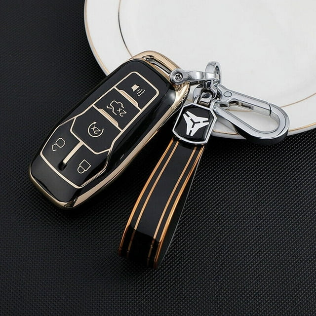 Para Ford Mustang Taurus Explorer TPU remoto llavero cubierta estuche protector Shell (NEGRO)