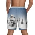 thumbnail image 2 of Lsque Mens Swim Trunks Snowman And Christmas Tree Pattern - Bathing Suit Compression Liner - Beach Swim Shorts Swimwear - (S-3XL) - Stretch Quick Dry -Large, 2 of 9