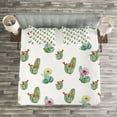 thumbnail image 3 of Ambesonne Cactus Quilted Bedspread Set 3 Pcs, Hawaiian Bouquet Vintage, Queen Size, Multicolor, 3 of 3