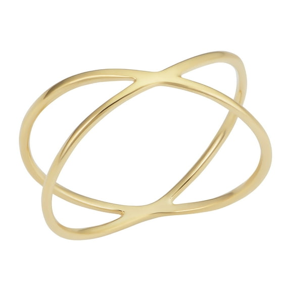 KoolJewelry 14k Yellow Gold Minimalist Criss Cross X Knuckle Ring (size 6)