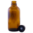 thumbnail image 3 of 4 oz Amber Glass Boston Round Bottles With Black Ribbed Cap - 12 Pack, 3 of 3