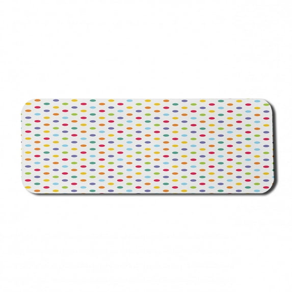 Abstract Computer Mouse Pad, Colorful Polka Dots Round Circular Vintage Fashion Girls Feminine Baby Design, Rectangle Non-Slip Rubber Mousepad Large, 31" x 12" Gaming Size, Multicolor, by Ambesonne