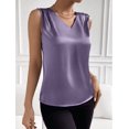 thumbnail image 7 of Kilaqueen Tank Tops for Women Satin V Neck Sleeveless Pleated Shirts Casual Solid Color Dressy Work Business Summer Shirts, 7 of 7