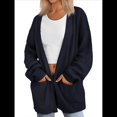 thumbnail image 2 of Cárdigan Extragrande de Punto Suave para Mujer con Bolsillos Azul Marino XL, 2 of 6