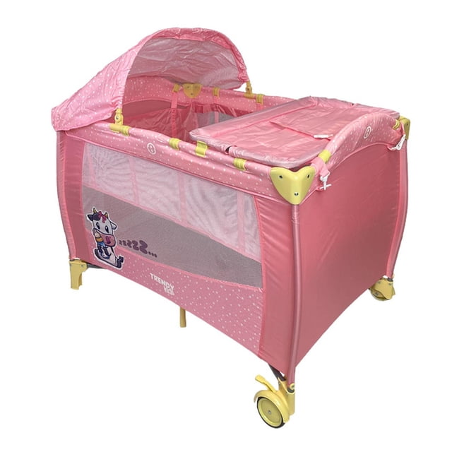 Cuna Corral Con Cambiador Trendy Kids Vaquita Rosa