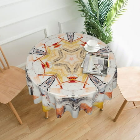 

YFYANG 60 inch Round Table Cloth Reusable Polyester Kaleidoscope Watercolor Pattern Table Cover for Indoor Outdoor Kitchen Restaurant Table Decoration Tablecloths