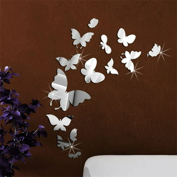 A Set Butterfly Combination 3D Three-dimensional Mirror Wall Sticker Home