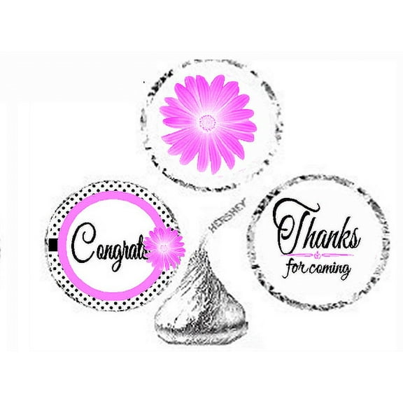 216ct Pink Congrats Party Favor Candy Decoration Stickers Labels Fits Kisses Chocolates Party Favors Envelope