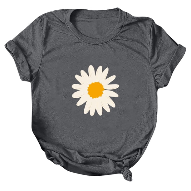 Blusa de camiseta informal con estampado de manga corta y cuello redondo de verano para mujer a la moda Fridja hjk1310