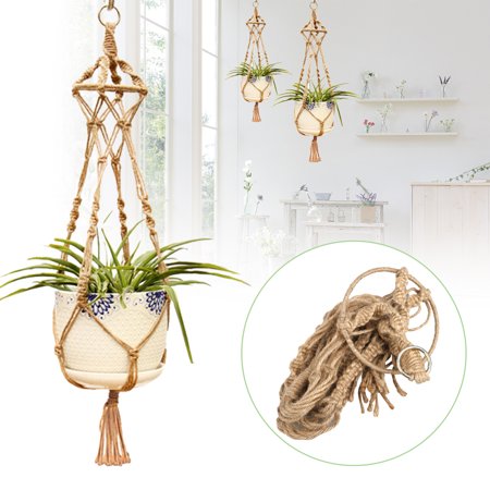 EEEKit Vintage Macrame Plant Hangers Indoor Outdoor Hanging Planter Basket Cotton Rope,4 Legs Hanging Plant Holder Hanging Planter Stand Flower Pot for Decorations - Cotton