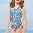 thumbnail image 4 of FOR U DESIGNS Cute Toddlers Girls V Neck Swimsuit Starfish Pearl Non-Snaps Bodysuit Size 7-8T Comfortable One-Piece Swimwear for Swimming Surfing, 4 of 8