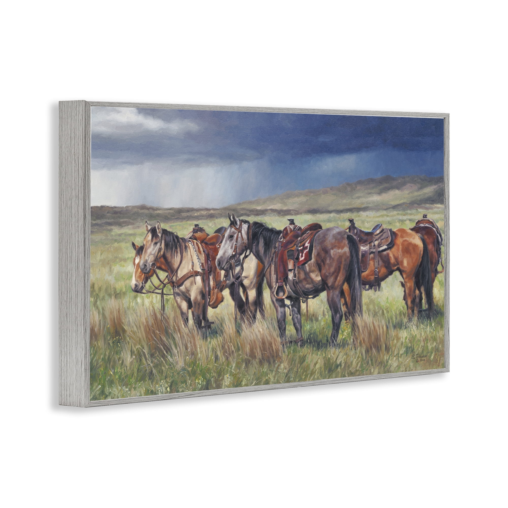 Stupell Industries Hurry Up & Wait Animals & Insects Painting Gray Framed Art Print Wall Art, 24 x 16