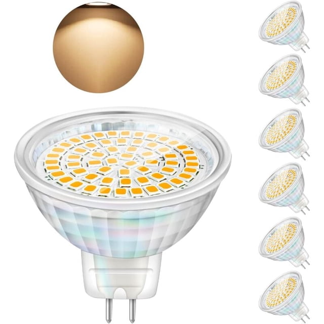 GU5.3 5W 12V MR16 LED Spot Light Bulbs Replace Halogen Spotlight 460 Lumens Warm White 3000K Non-Dimmable Pack of 6