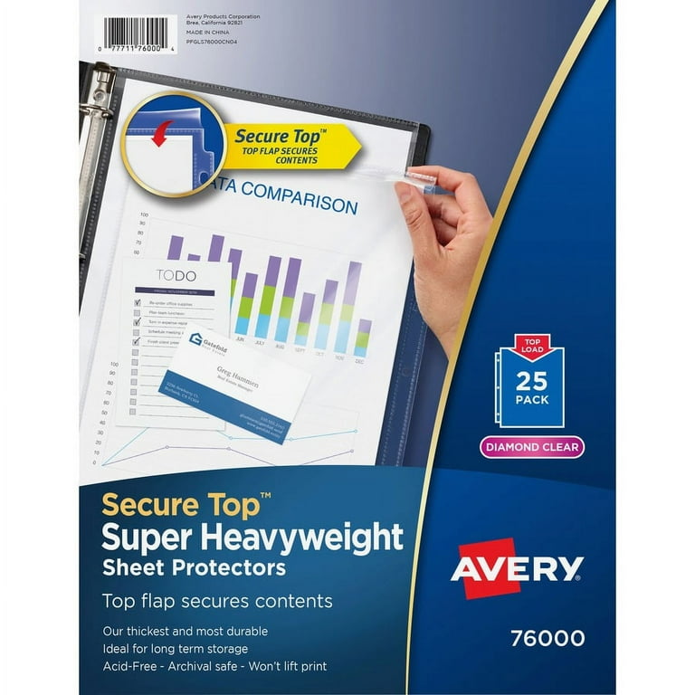 Avery Secure Top Sheet Protectors - For Letter 8 1/2