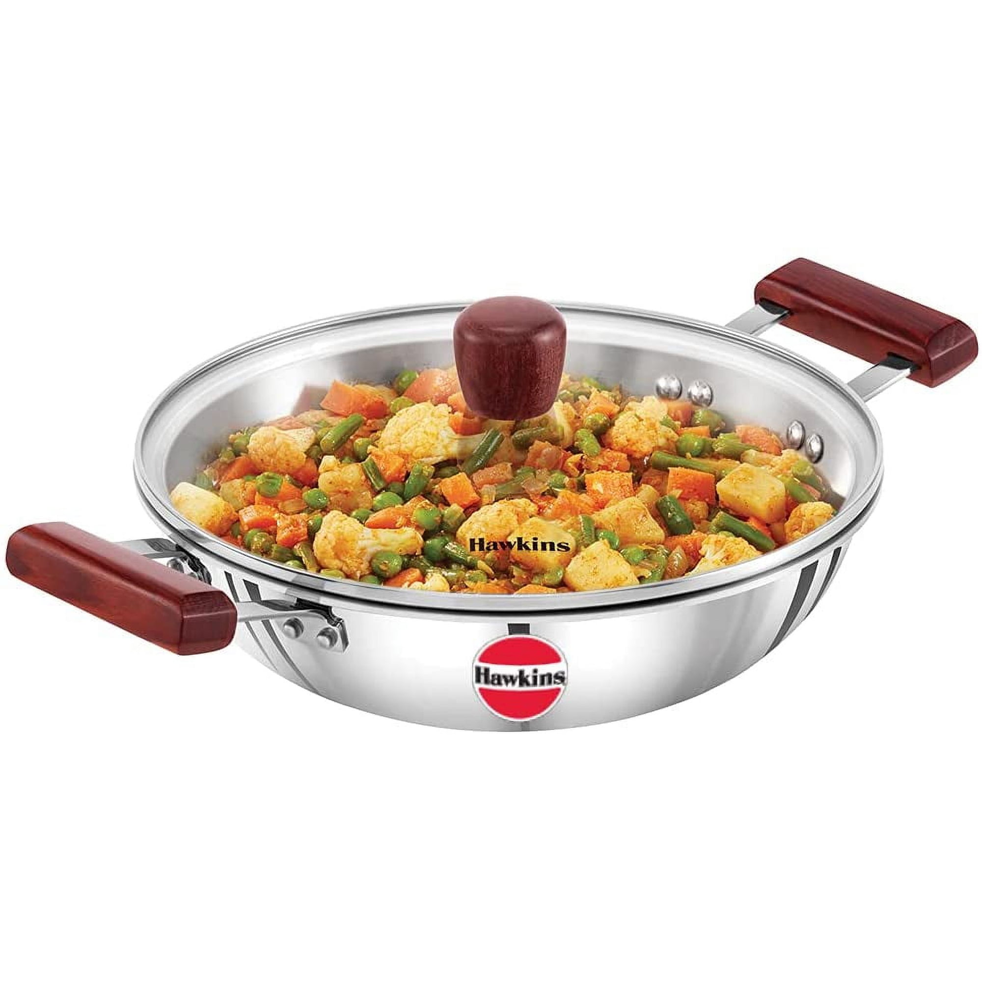 Hawkins Triply 3 mm Stainless Steel Deep Fry Pan 2.5 LTR with Lid, Silver (SSD25G), Standard
