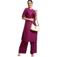 thumbnail image 5 of eloria Women's Fashion Solid Kurti With Palazzo, Fabric : Cotton, Color : Magenta, Size : X-Small, 5 of 5