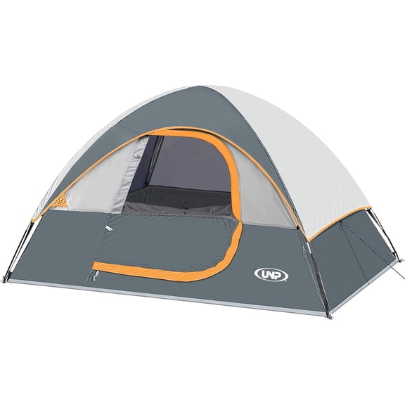 4 Person Waterproof Windproof Camping Tent with Rainfly 9 ft x 7 ft Gray