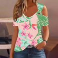 thumbnail image 1 of Fiudx Ofertas Relámpago Camiseta Sexy de Verano para Mujer, Blusa con Hombros Descubiertos, Cuello En V, Manga Corta, Camisetas Sólidas, 1 of 5