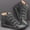 Gray, variant on UTTOASFAY Women Casual Flat Leather Boots Retro Lace-Up Boots Side Zipper Plus Shoe Boots Black 7.5(38)