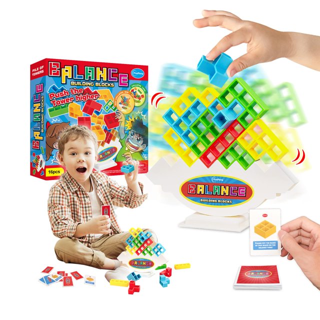 Juego de mesa iYuePeng Tetra Tower Balance, juguetes apilables para niños y adultos