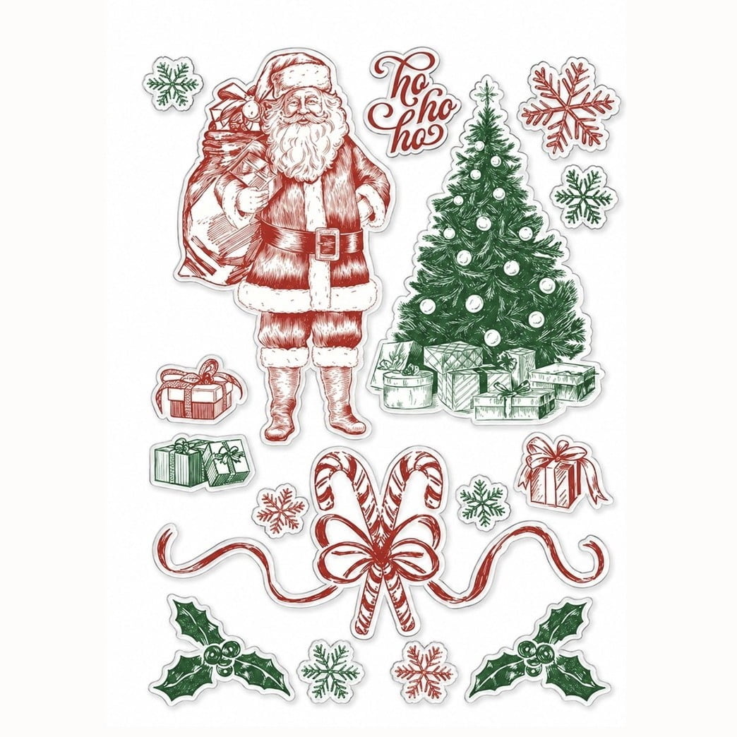 Vintage Santa Christmas Window Clings, Multicolor, 10.8" x 16.8", by Holiday Time