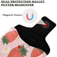 thumbnail image 3 of Haosy Strawberry Leaves Fower Golf Mallet Putter Cover Strong Magnetic Leather Golf Club Headcover Closure, 3 of 7