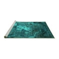 thumbnail image 2 of Ahgly Company Machine Washable Indoor Square Oriental Turquoise Blue Industrial Area Rugs, 4' Square, 2 of 4