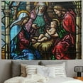 thumbnail image 2 of Orinice Nativity Scene Stained Glass Window Tapestry Wall Hanging Unique Style Graphic Tapestries Home Decor Art for Living Room Bedroom Apartment Farmhouse Dorm Christmas Decoration 40x60inch, 2 of 6