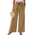 thumbnail image 4 of Futezty Womens Wide Leg Pants Plus Size Elastic Tie Knot Lounge Pants Loose Trousers with Pockets, 4 of 5
