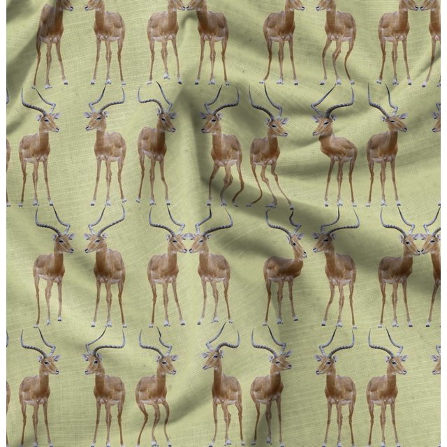 Soimoi Polyester Crepe Fabric Deer Animal Fabric Prints by Yard 42 Inch Wide